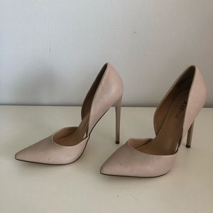 JustFab Tan Pointed Pumps